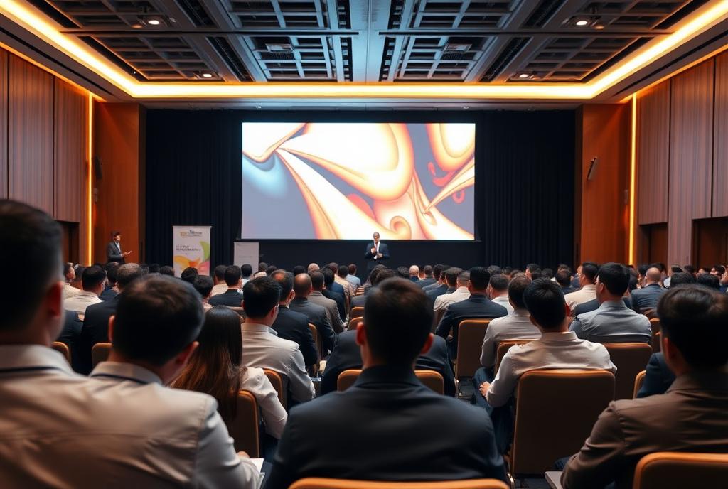 Delegates watching a keynote at a corporate conference in Kuala Lumpur